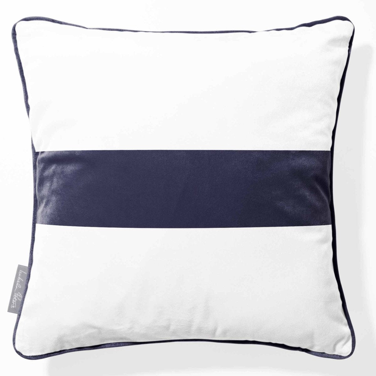 1 Stripe Horizontal | Sustainable Velvet Cushion with Piping - Graphite 40 x 40 cm by Izabela Peters