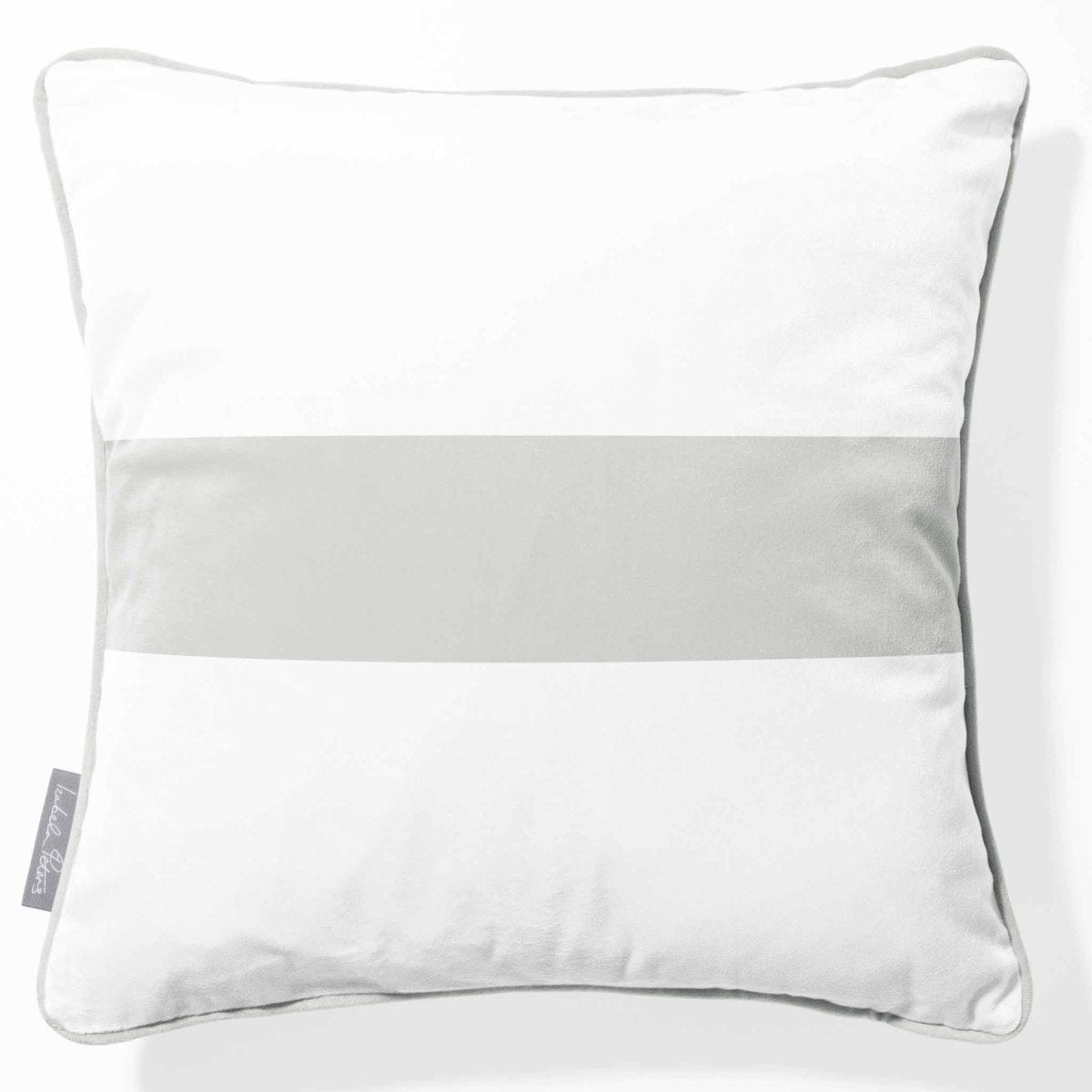 1 Stripe Horizontal | Sustainable Velvet Cushion with Piping - Storm Grey 40 x 40 cm by Izabela Peters