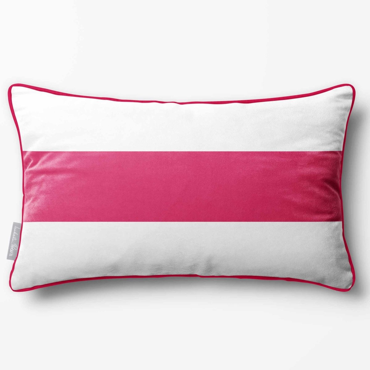 1 Stripe Horizontal | Sustainable Velvet Rectangle Cushion - Hot Pink 50 x 30 cm by Izabela Peters