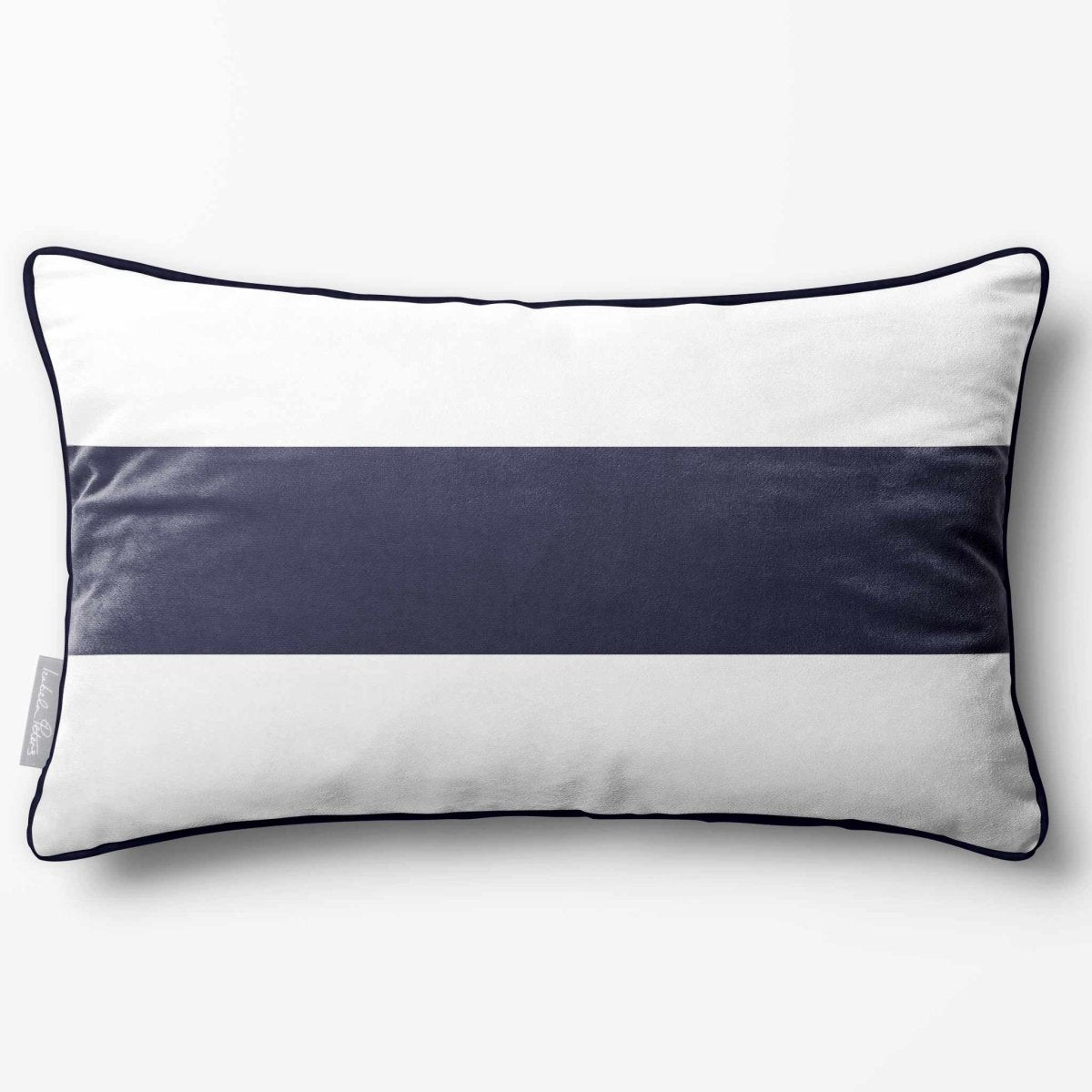 1 Stripe Horizontal | Sustainable Velvet Rectangle Cushion - Graphite 50 x 30 cm by Izabela Peters
