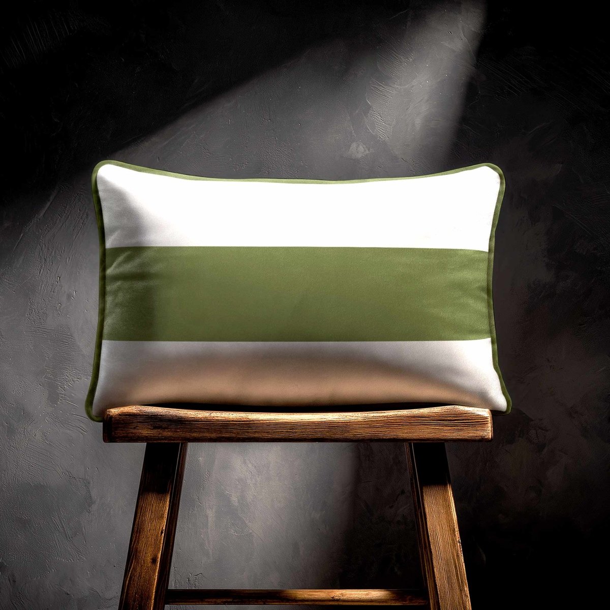 1 Stripe Horizontal | Sustainable Velvet Rectangle Cushion - Golden Lime 50 x 30 cm by Izabela Peters