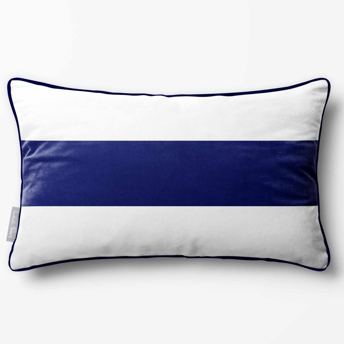1 Stripe Horizontal | Sustainable Velvet Rectangle Cushion - Midnight 50 x 30 cm by Izabela Peters