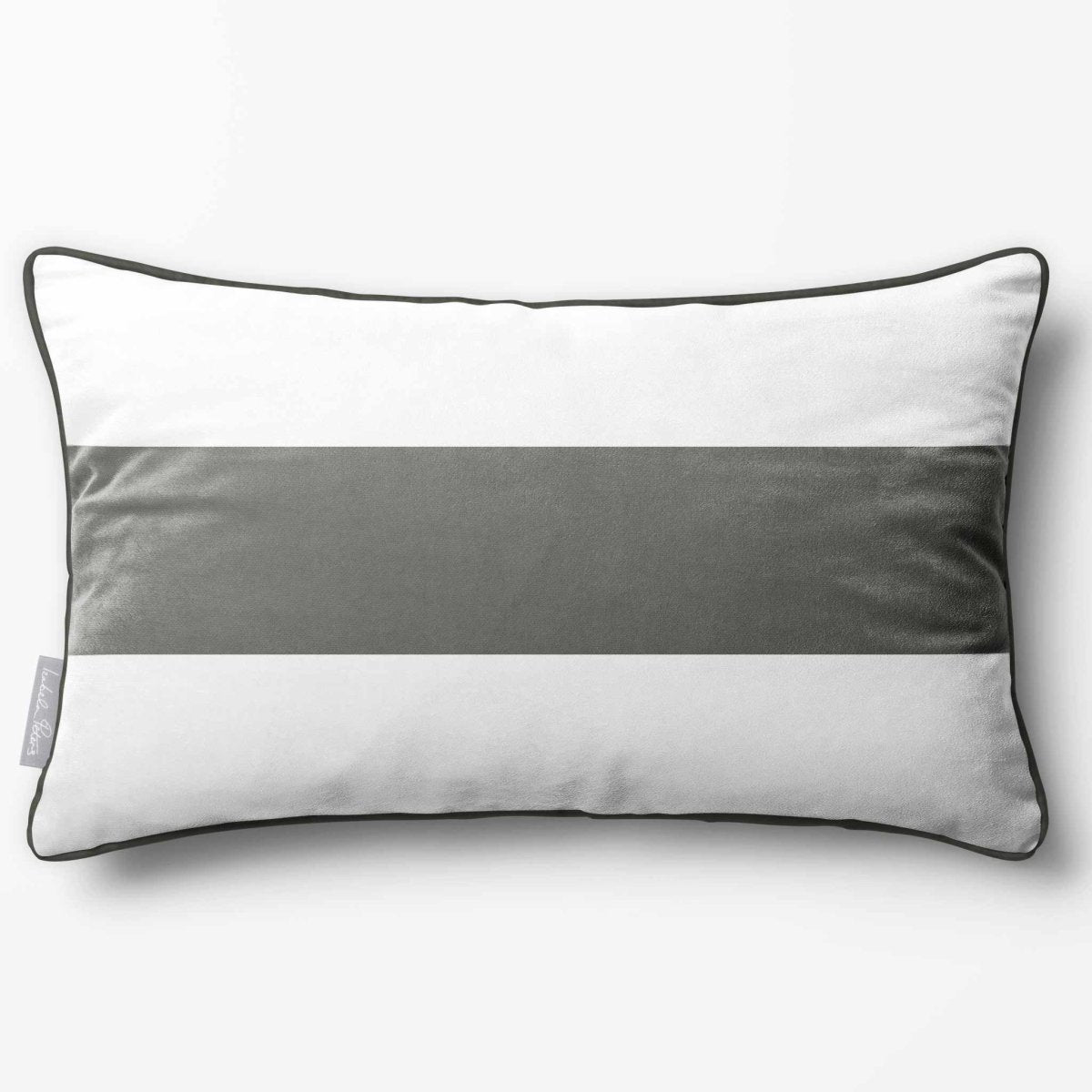 1 Stripe Horizontal | Sustainable Velvet Rectangle Cushion - Beluga 50 x 30 cm by Izabela Peters