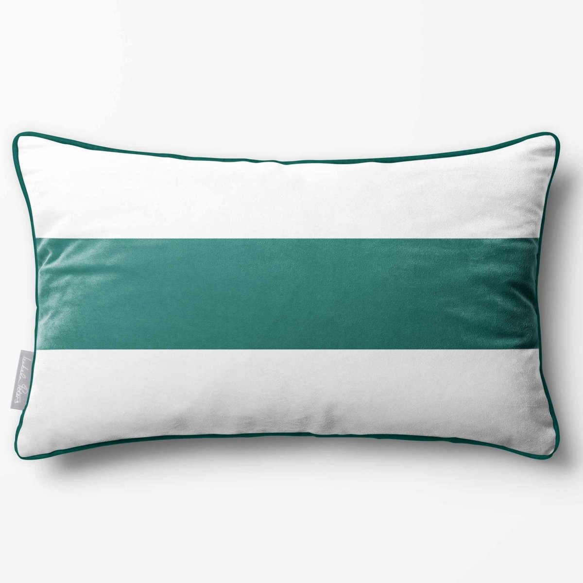 1 Stripe Horizontal | Sustainable Velvet Rectangle Cushion - Blue Surf 50 x 30 cm by Izabela Peters