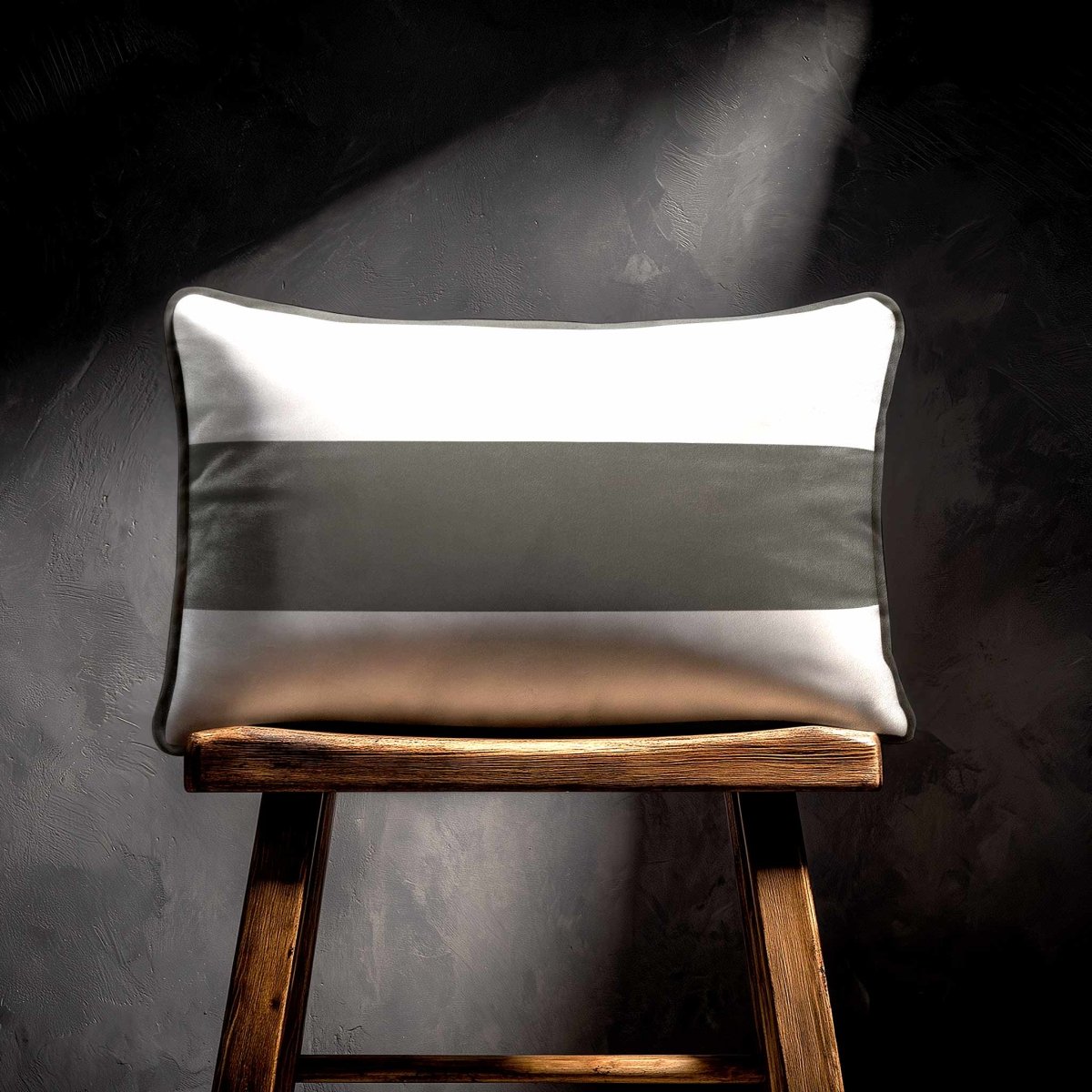 1 Stripe Horizontal | Sustainable Velvet Rectangle Cushion - Beluga 50 x 30 cm by Izabela Peters