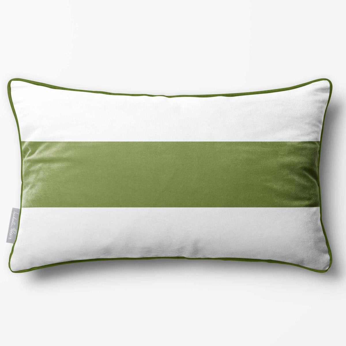 1 Stripe Horizontal | Sustainable Velvet Rectangle Cushion - Golden Lime 50 x 30 cm by Izabela Peters