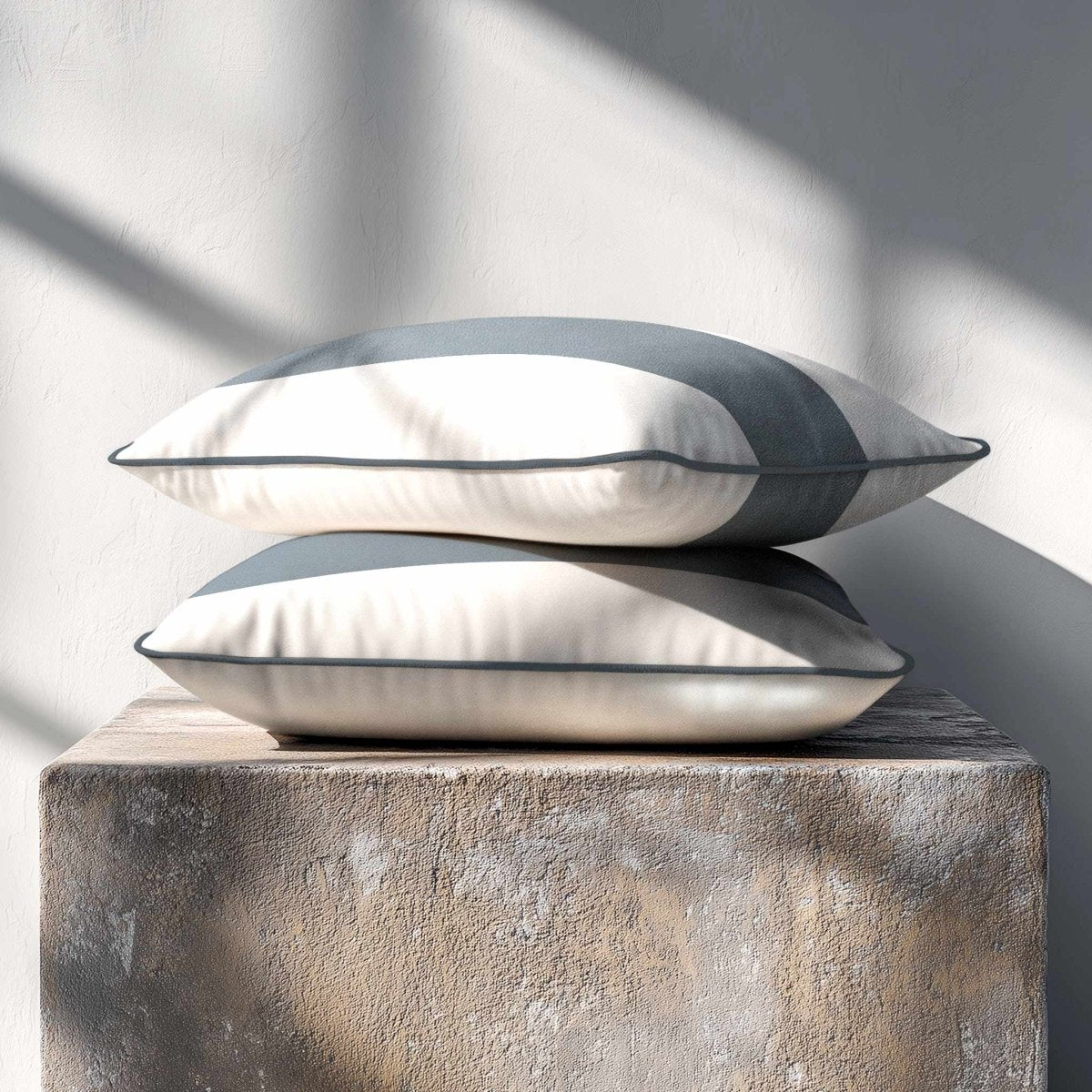 1 Stripe Horizontal | Sustainable Velvet Rectangle Cushion - Graphite 50 x 30 cm by Izabela Peters