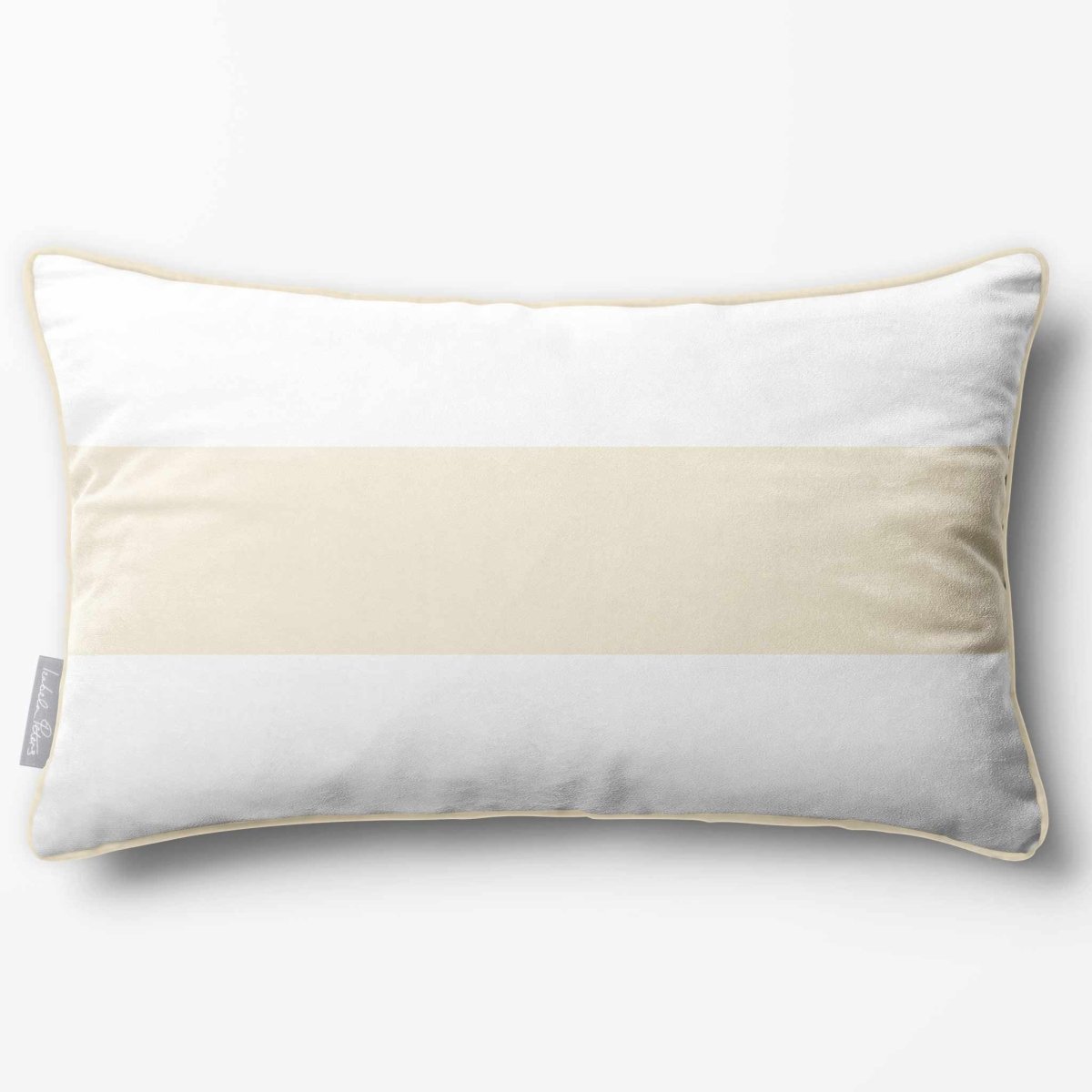 1 Stripe Horizontal | Sustainable Velvet Rectangle Cushion - Ivory Cream 50 x 30 cm by Izabela Peters