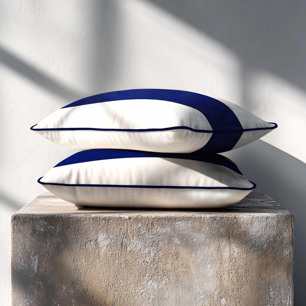 1 Stripe Horizontal | Sustainable Velvet Rectangle Cushion - Midnight 50 x 30 cm by Izabela Peters