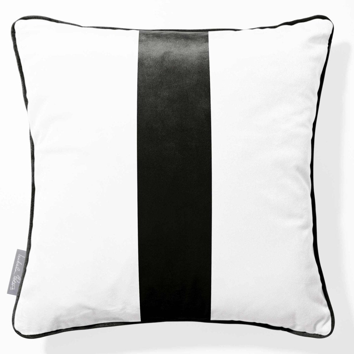 1 Stripe | Sustainable Velvet Cushion with Piping - Charcoal 40 x 40 cm by Izabela Peters