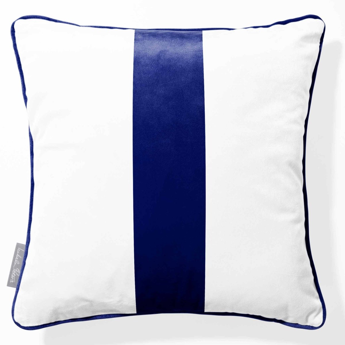 1 Stripe | Sustainable Velvet Cushion with Piping - Midnight 40 x 40 cm by Izabela Peters
