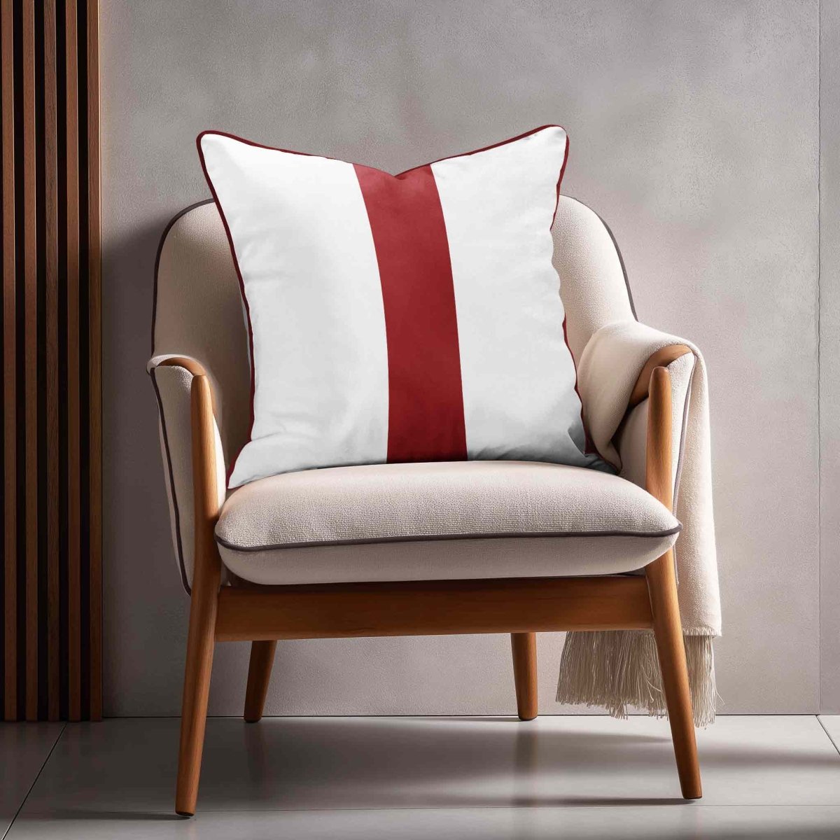 1 Stripe | Sustainable Velvet Cushion with Piping - Crimson Muse 40 x 40 cm by Izabela Peters