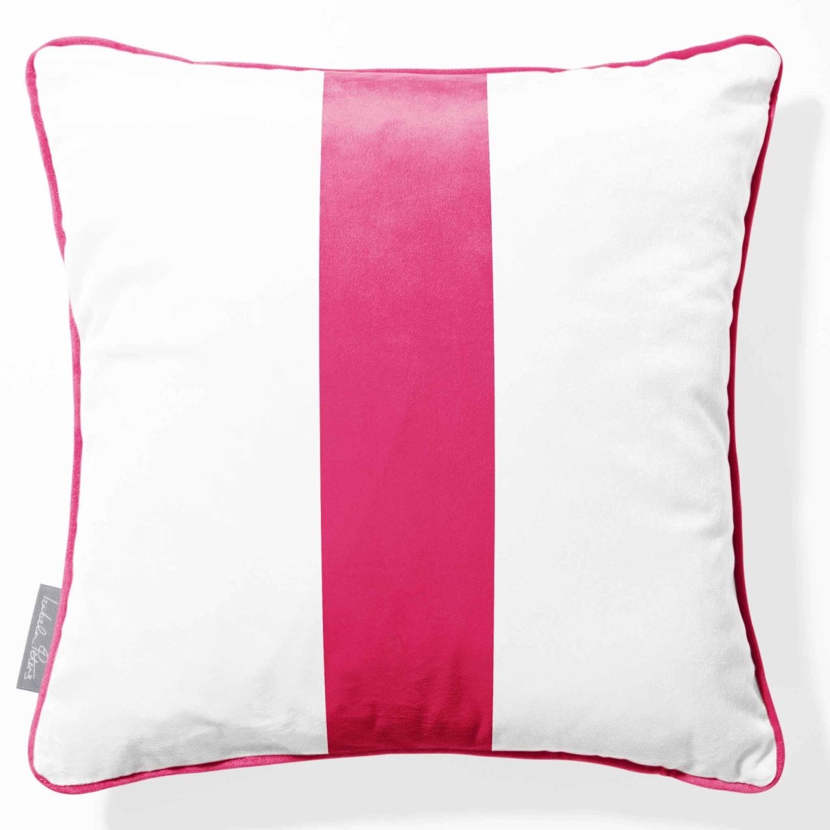 1 Stripe | Sustainable Velvet Cushion with Piping - Hot Pink 40 x 40 cm by Izabela Peters