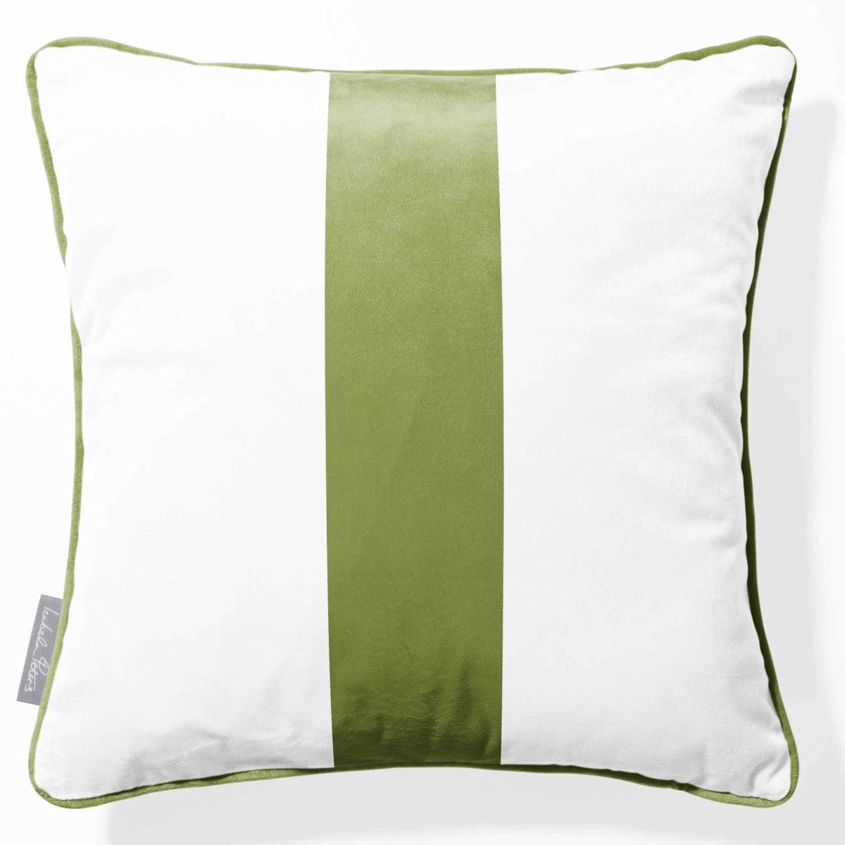 1 Stripe | Sustainable Velvet Cushion with Piping - Sage 40 x 40 cm by Izabela Peters