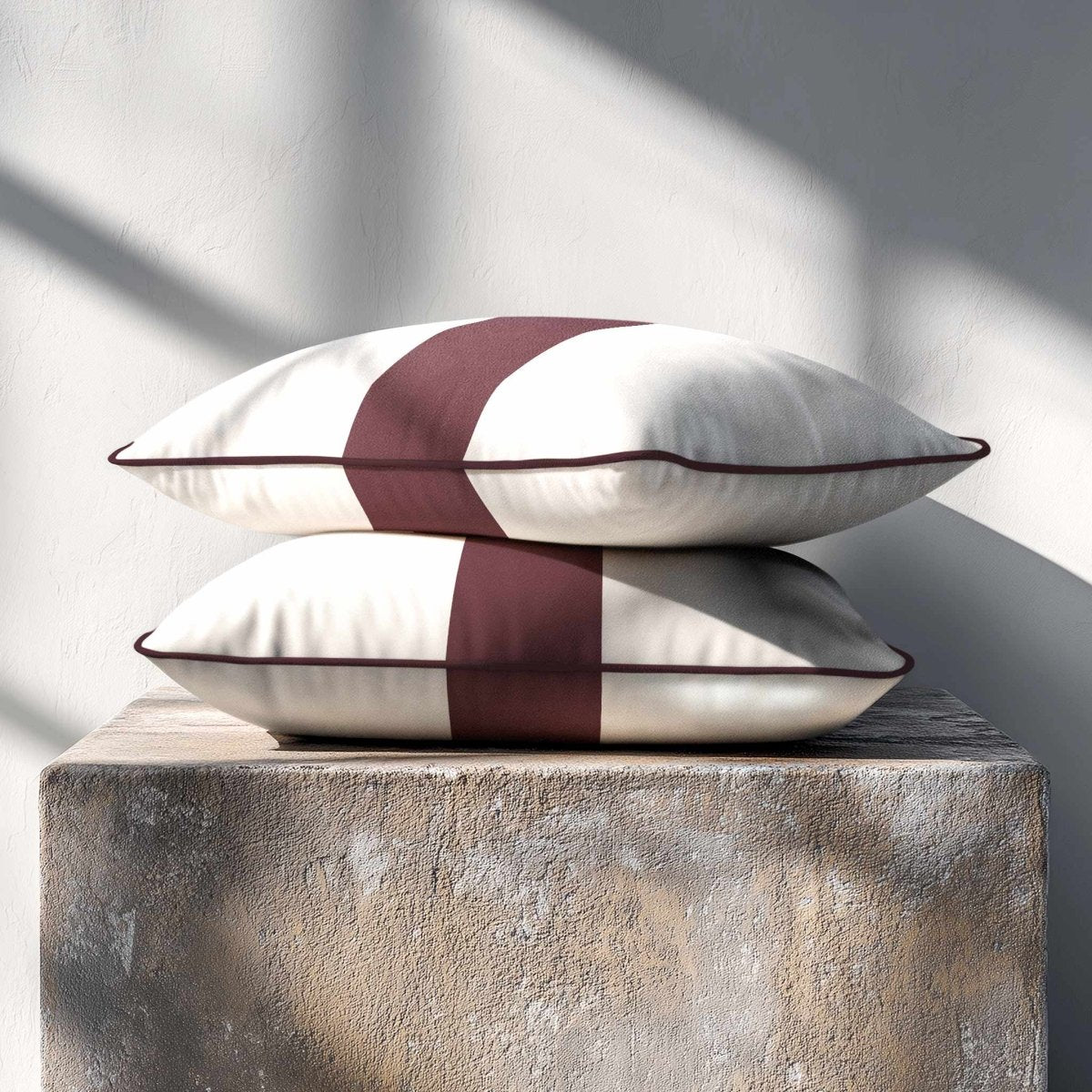 1 Stripe with Piping | Sustainable Velvet Rectangle Cushion - Italian Grape 50 x 30 cm by Izabela Peters
