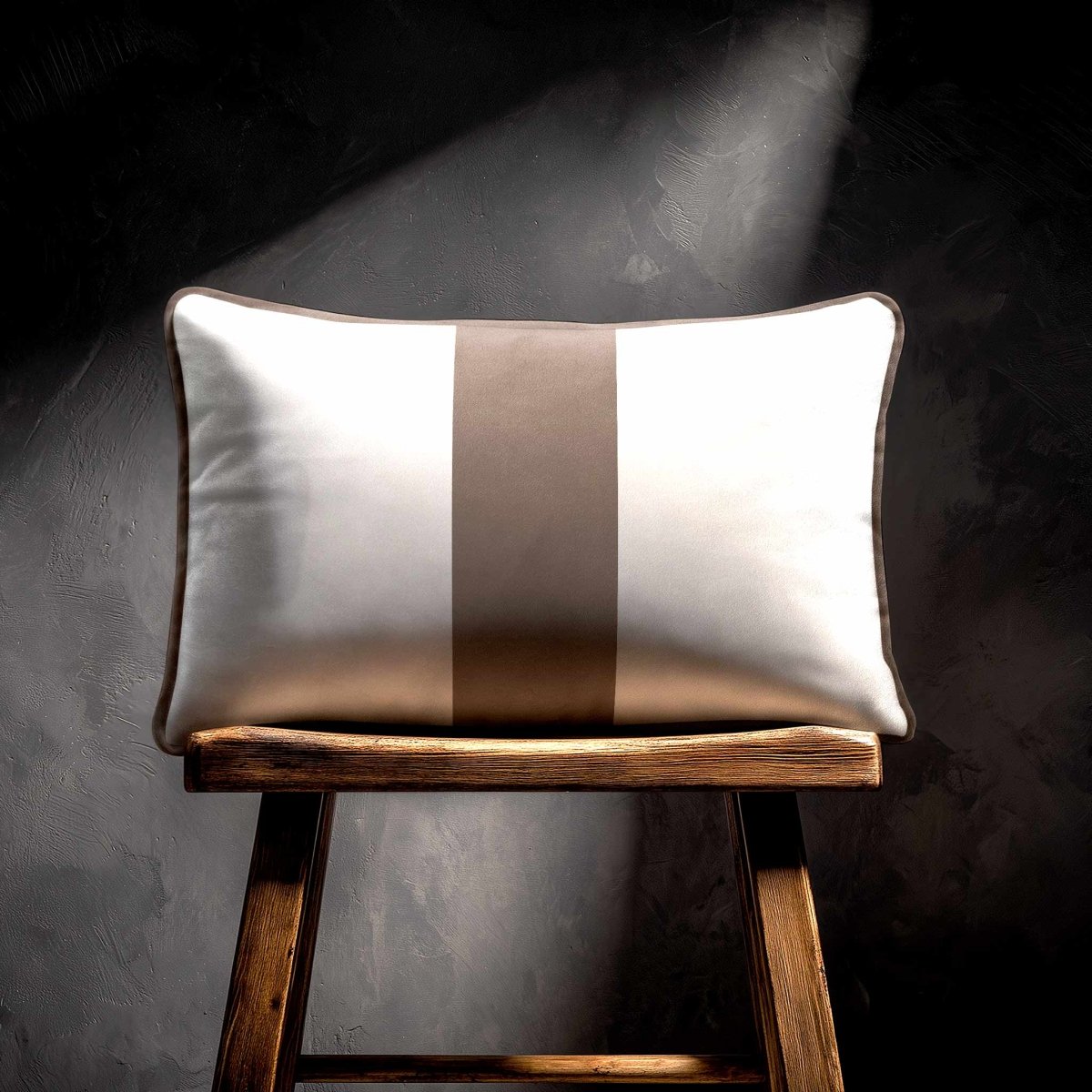 1 Stripe with Piping | Sustainable Velvet Rectangle Cushion - Dovedale Stone 50 x 30 cm by Izabela Peters