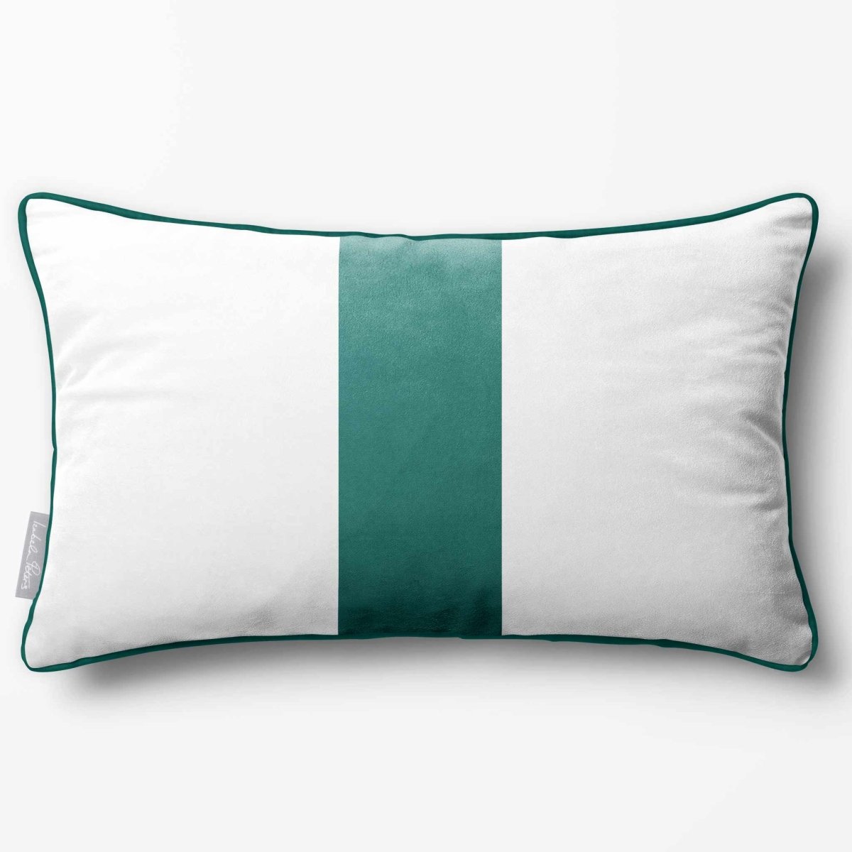 1 Stripe with Piping | Sustainable Velvet Rectangle Cushion - Forest Biome 50 x 30 cm by Izabela Peters