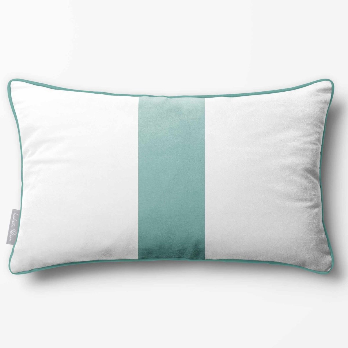 1 Stripe with Piping | Sustainable Velvet Rectangle Cushion - Blue Surf 50 x 30 cm by Izabela Peters