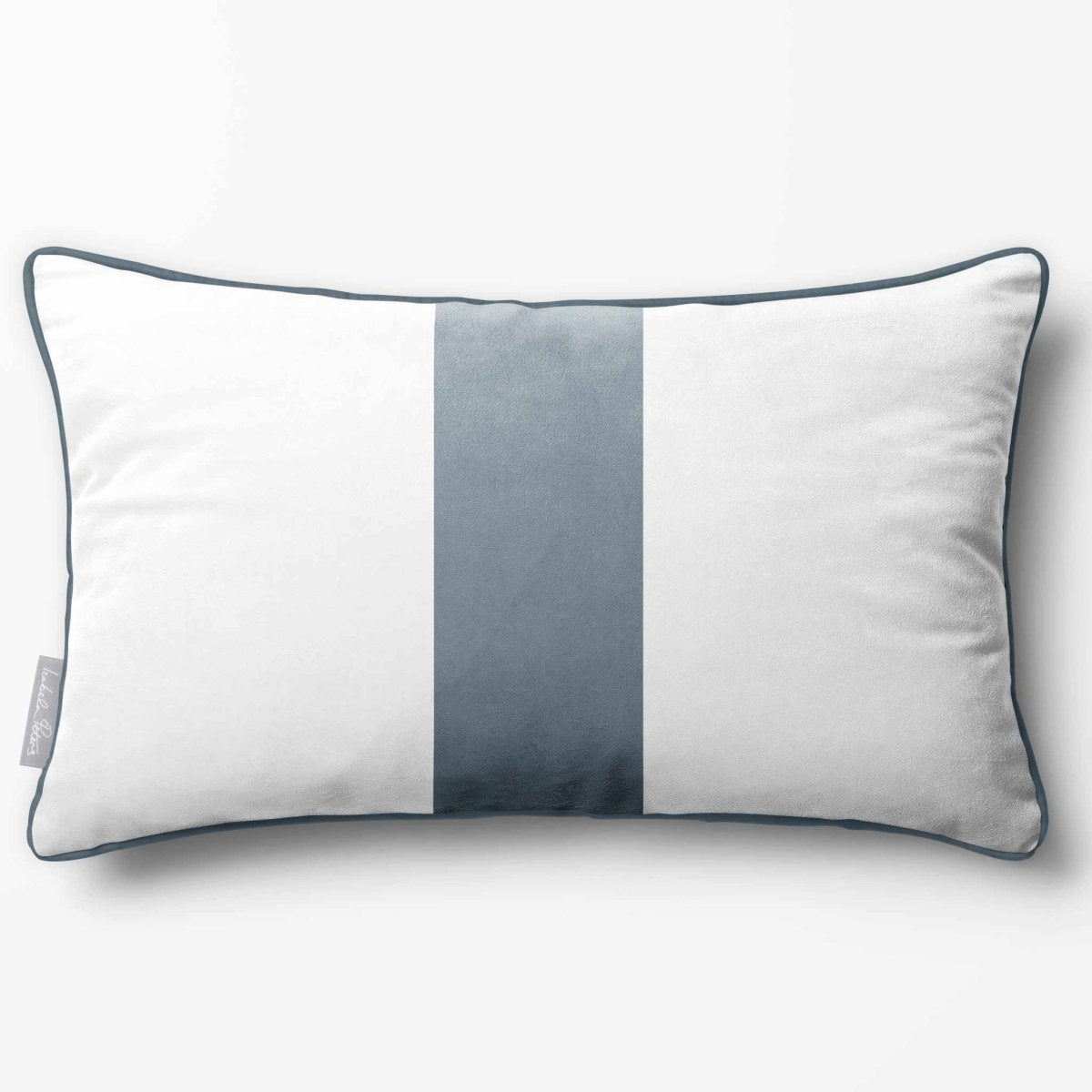 1 Stripe with Piping | Sustainable Velvet Rectangle Cushion - French Grey 50 x 30 cm by Izabela Peters