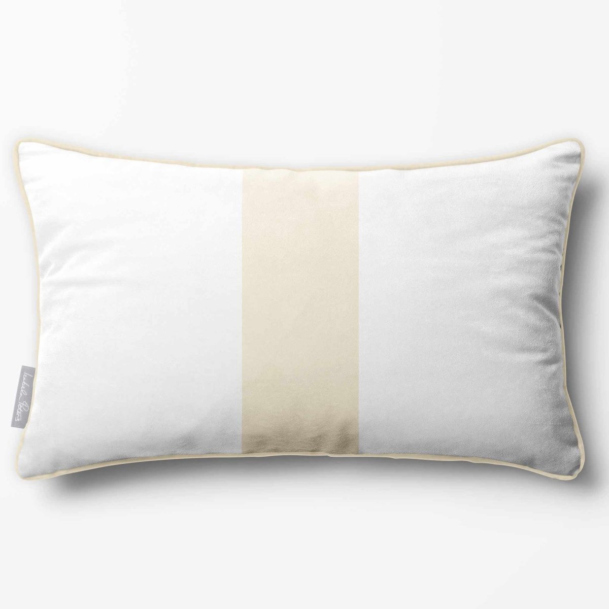 1 Stripe with Piping | Sustainable Velvet Rectangle Cushion - Ivory Cream 50 x 30 cm by Izabela Peters
