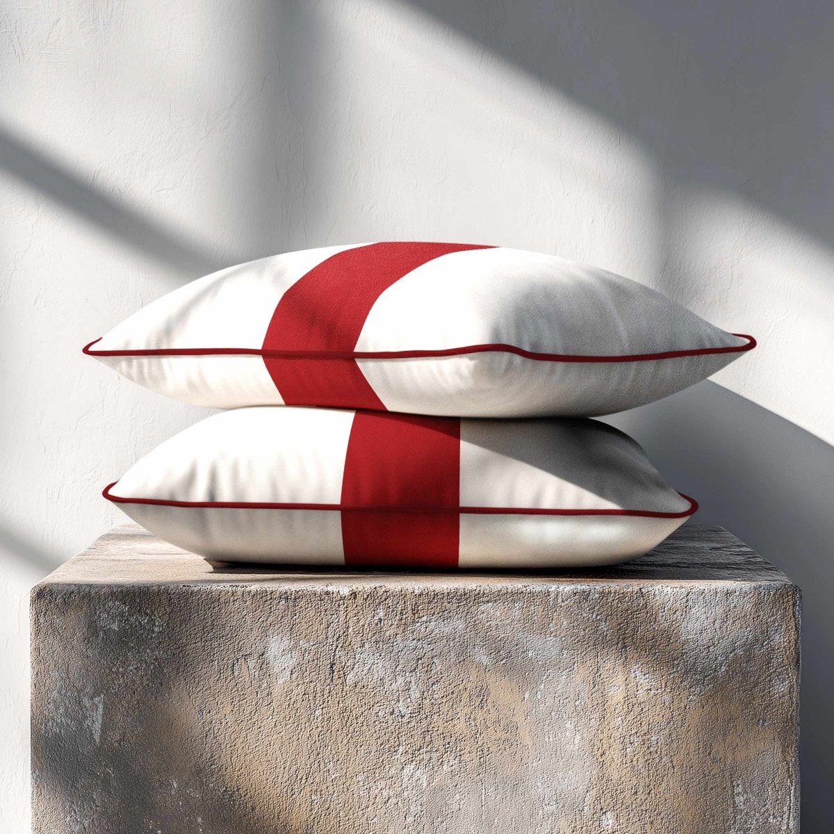 1 Stripe with Piping | Sustainable Velvet Rectangle Cushion - Crimson Muse 50 x 30 cm by Izabela Peters
