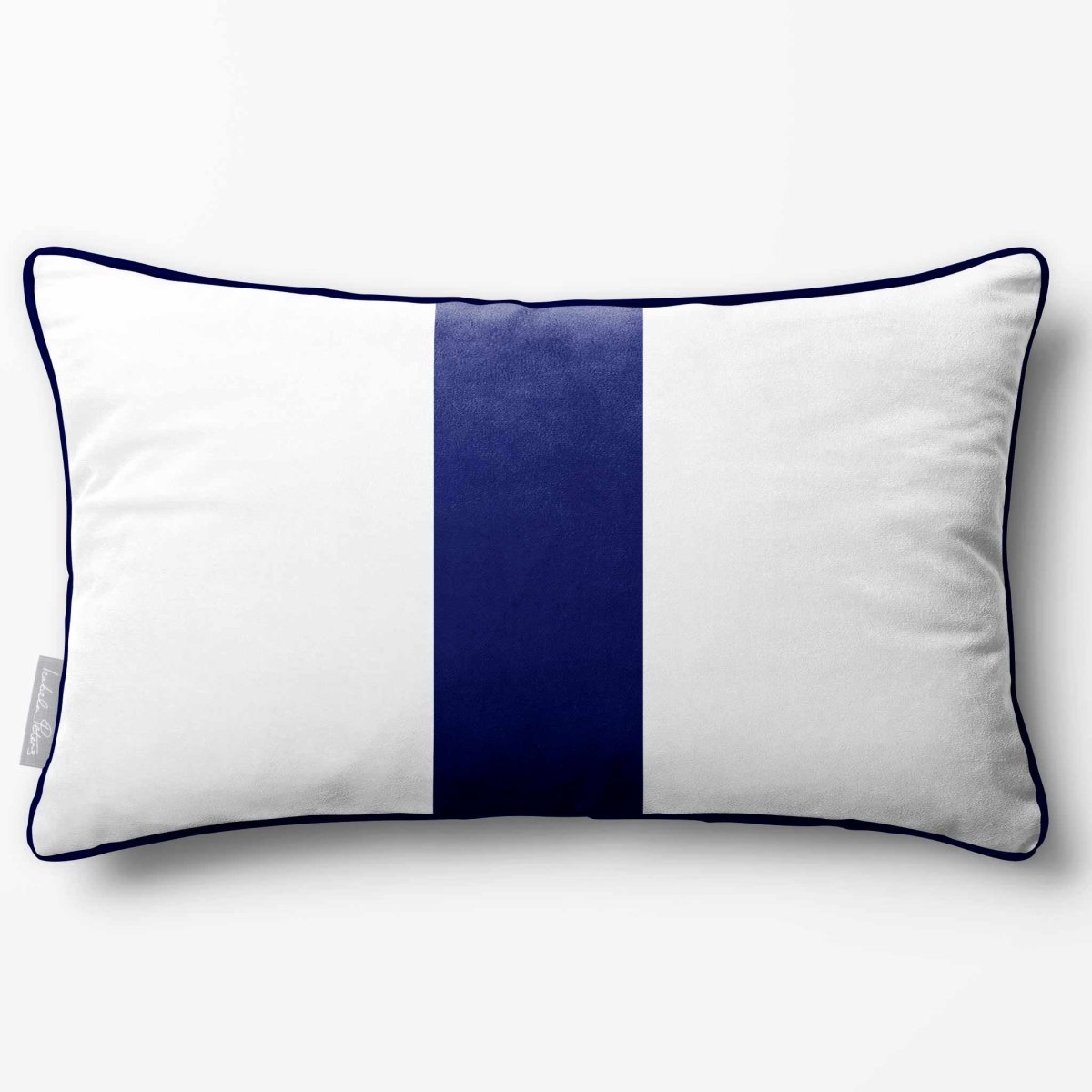 1 Stripe with Piping | Sustainable Velvet Rectangle Cushion - Midnight 50 x 30 cm by Izabela Peters