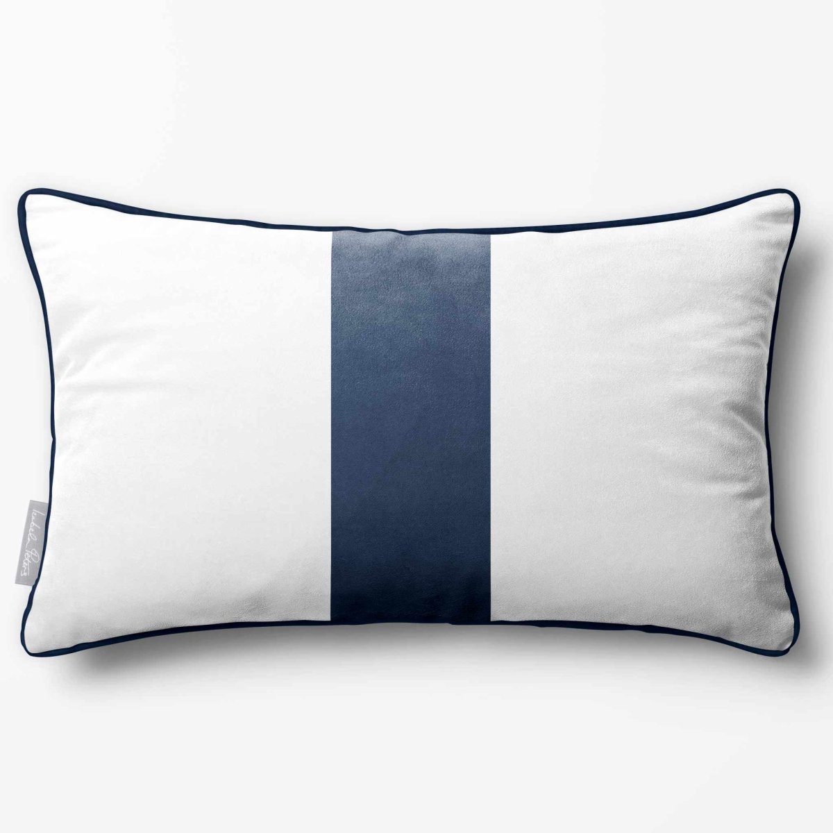 1 Stripe with Piping | Sustainable Velvet Rectangle Cushion - Midnight 50 x 30 cm by Izabela Peters
