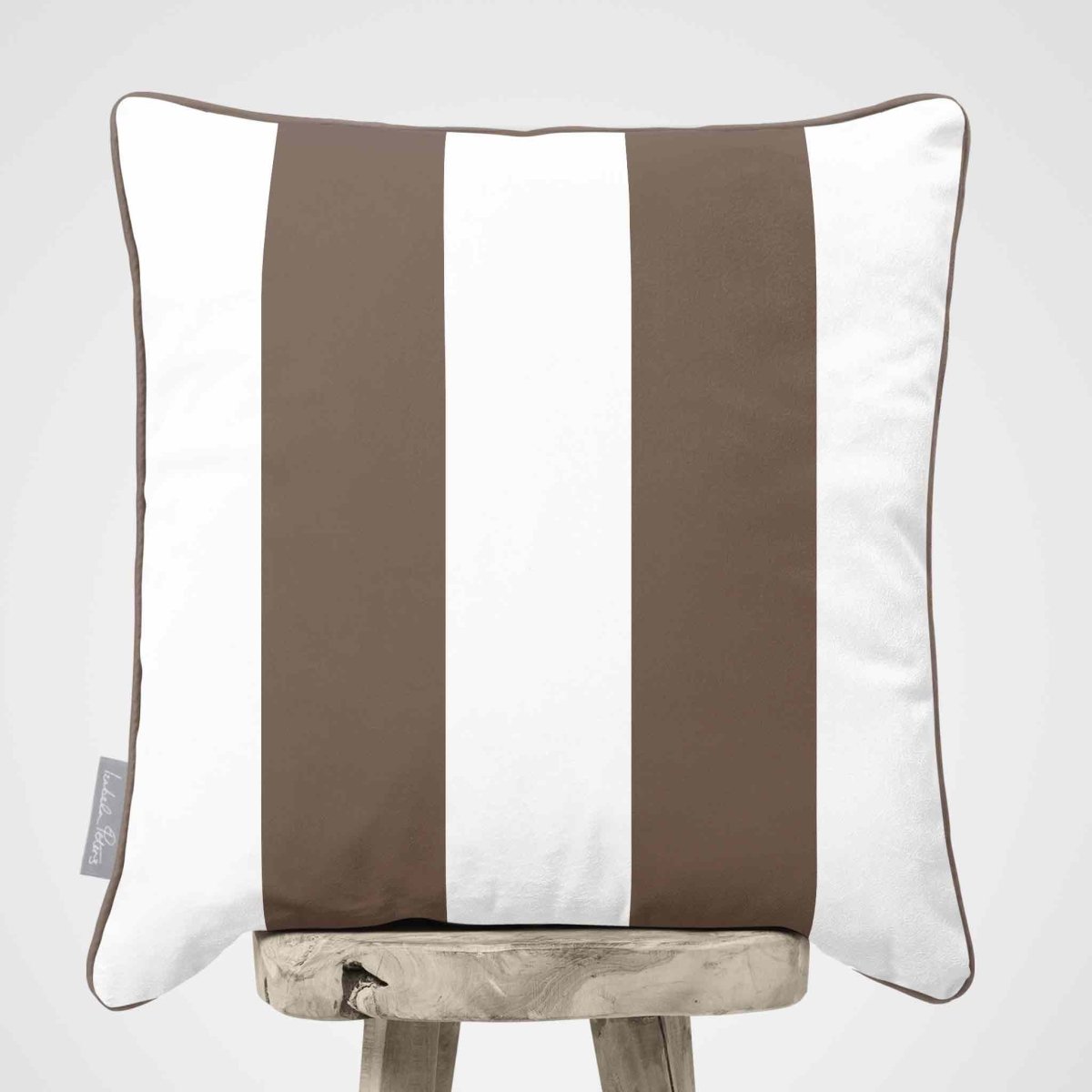 2 Stripes | Sustainable Velvet Cushion with Piping - Dovedale Stone 40 x 40 cm by Izabela Peters