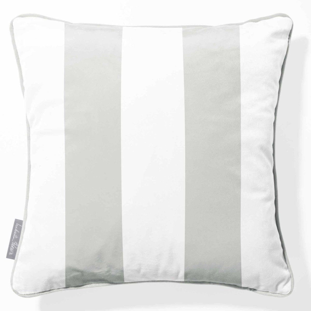 2 Stripes | Sustainable Velvet Cushion with Piping - Storm Grey 40 x 40 cm by Izabela Peters