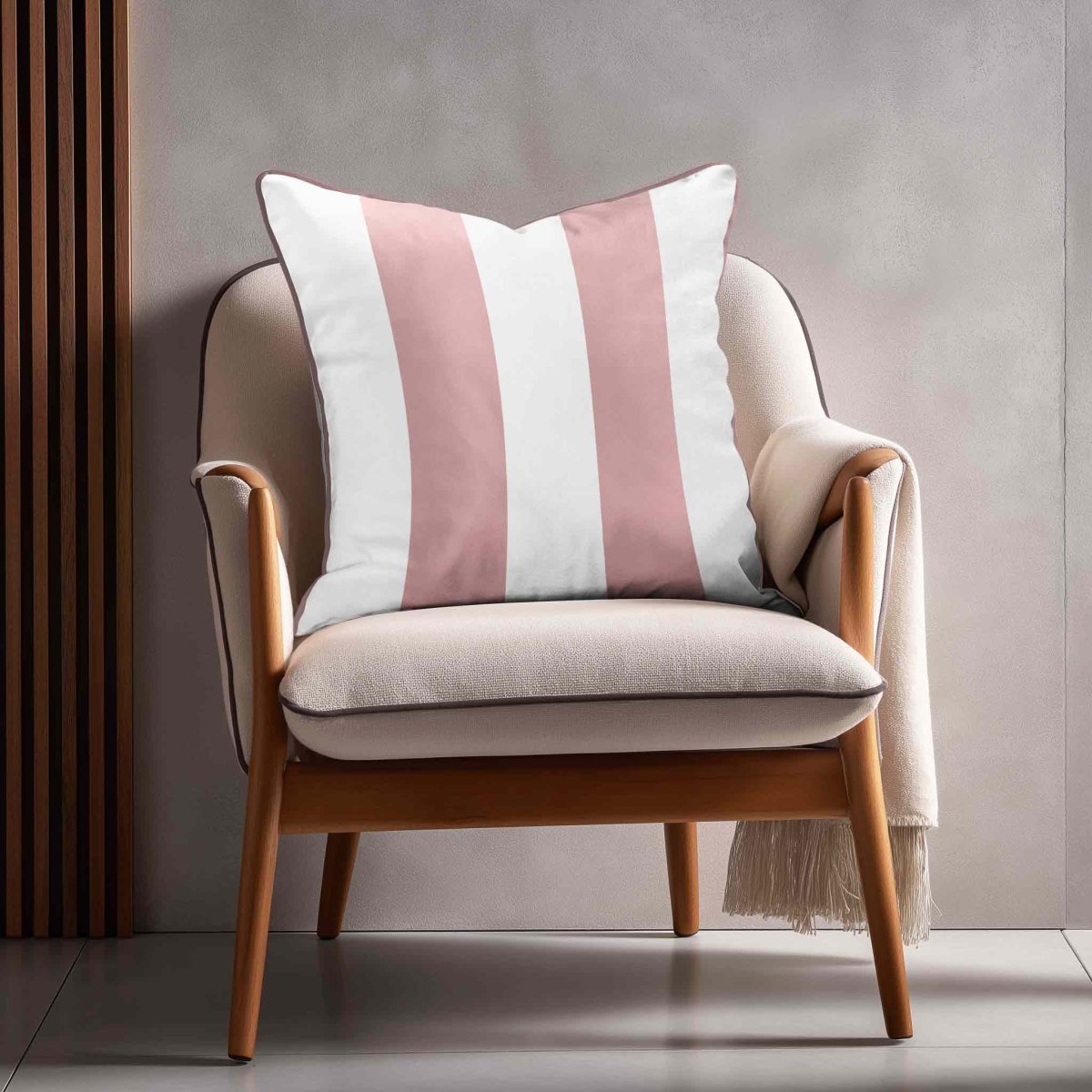2 Stripes | Sustainable Velvet Cushion with Piping - Rosewater 40 x 40 cm by Izabela Peters