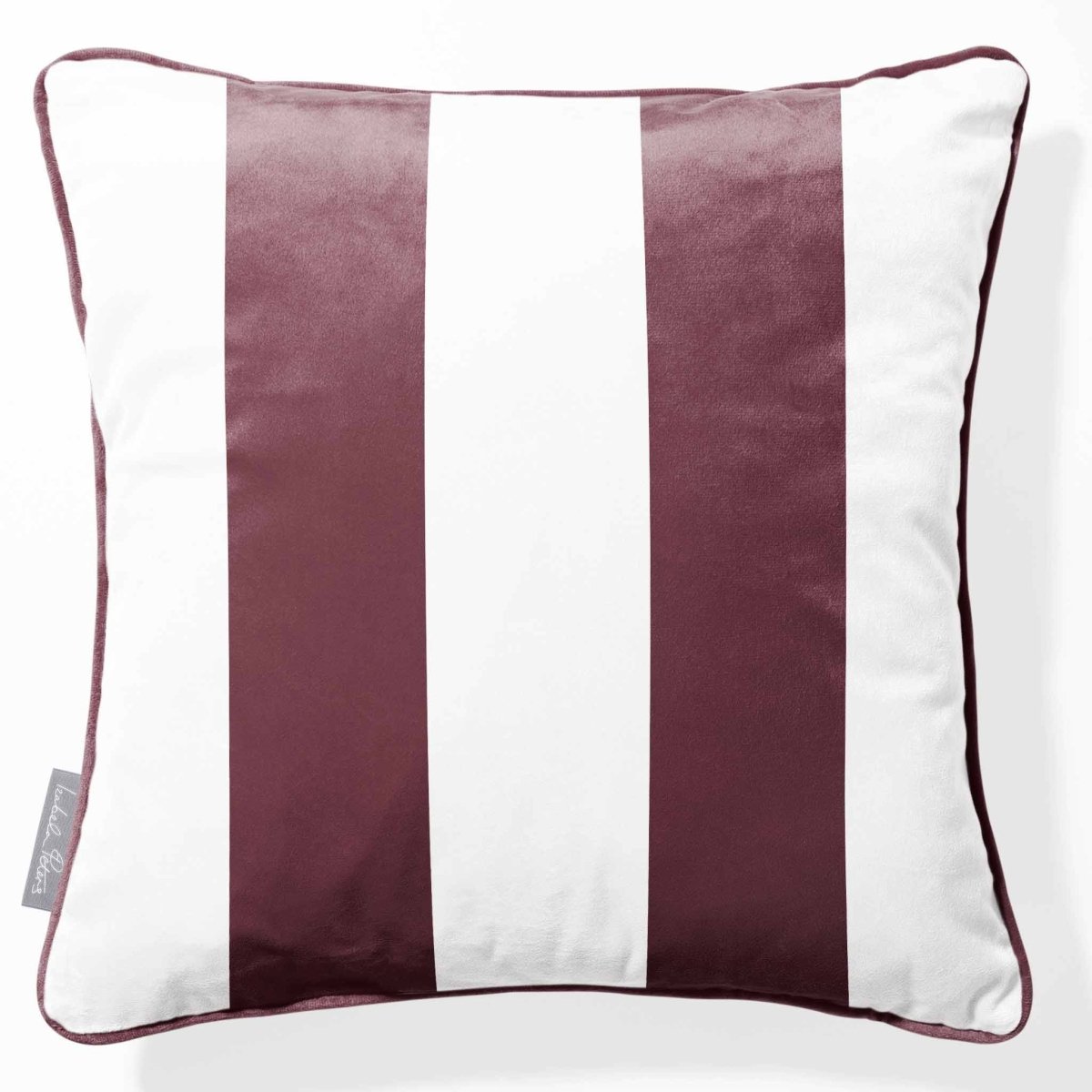 2 Stripes | Sustainable Velvet Cushion with Piping - Italian Grape 40 x 40 cm by Izabela Peters