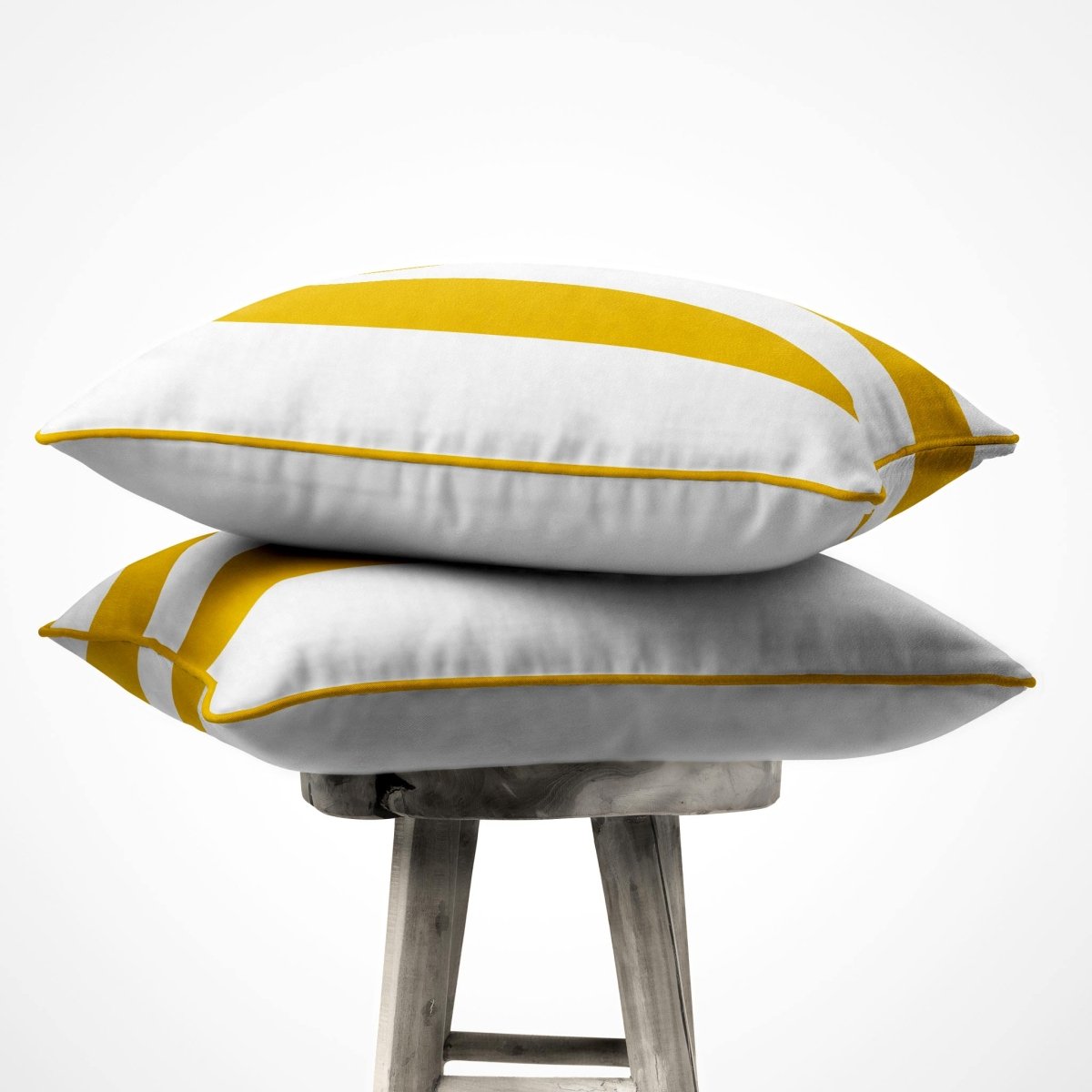 2 Stripes | Sustainable Velvet Cushion with Piping - Mustard Ochre 40 x 40 cm by Izabela Peters