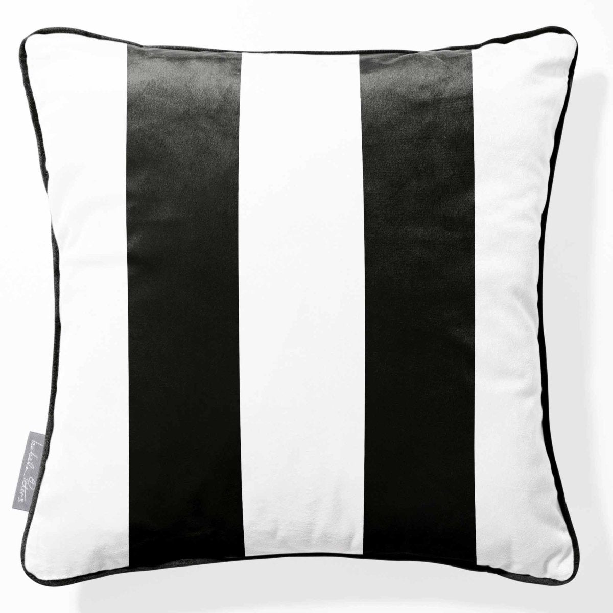 2 Stripes | Sustainable Velvet Cushion with Piping - Charcoal 40 x 40 cm by Izabela Peters