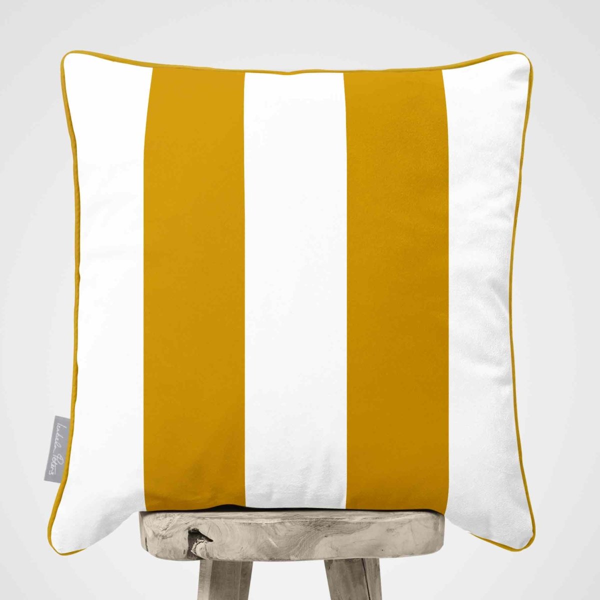 2 Stripes | Sustainable Velvet Cushion with Piping - Mustard Ochre 40 x 40 cm by Izabela Peters