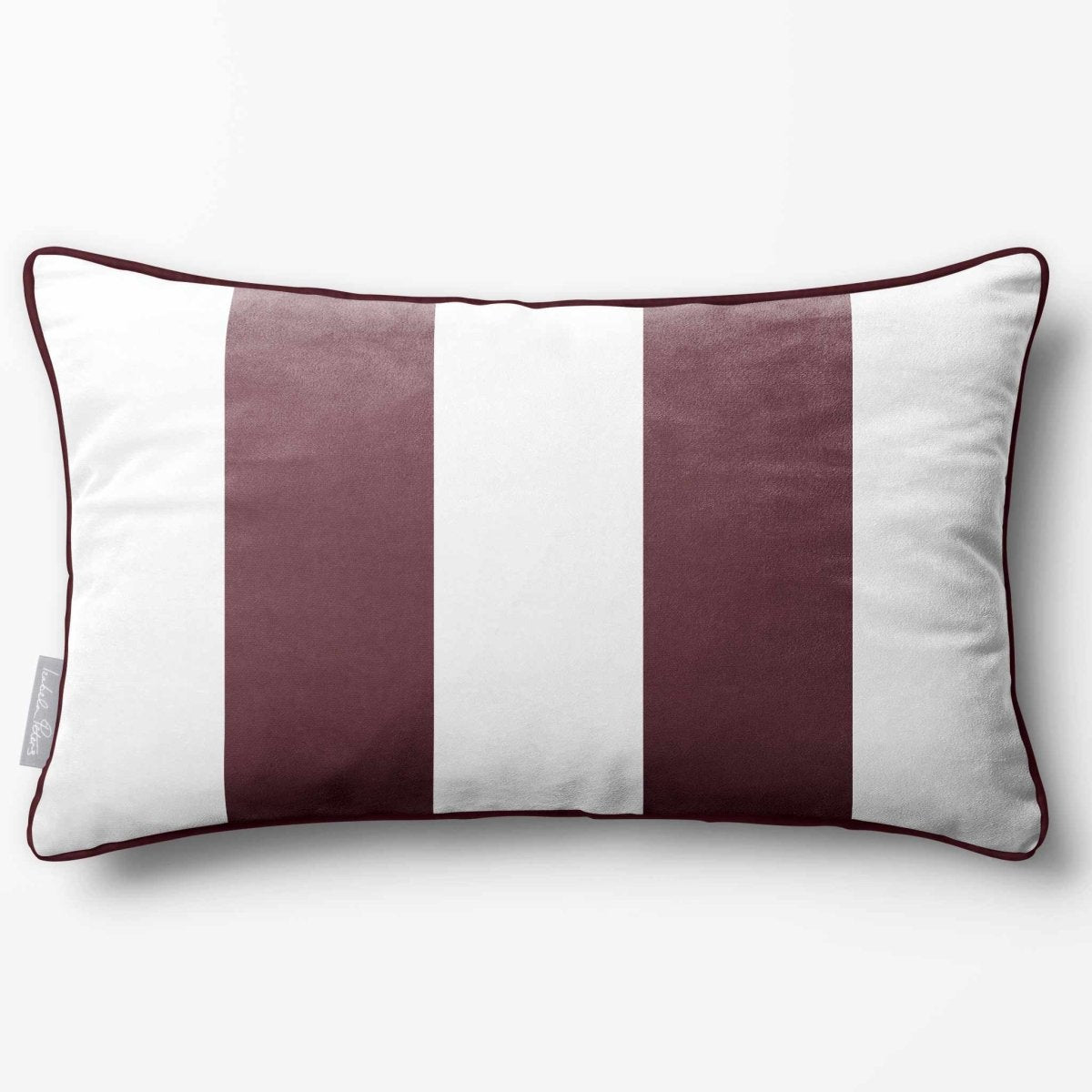 2 Stripes with Piping | Sustainable Velvet Rectangle Cushion - Italian Grape 50 x 30 cm by Izabela Peters