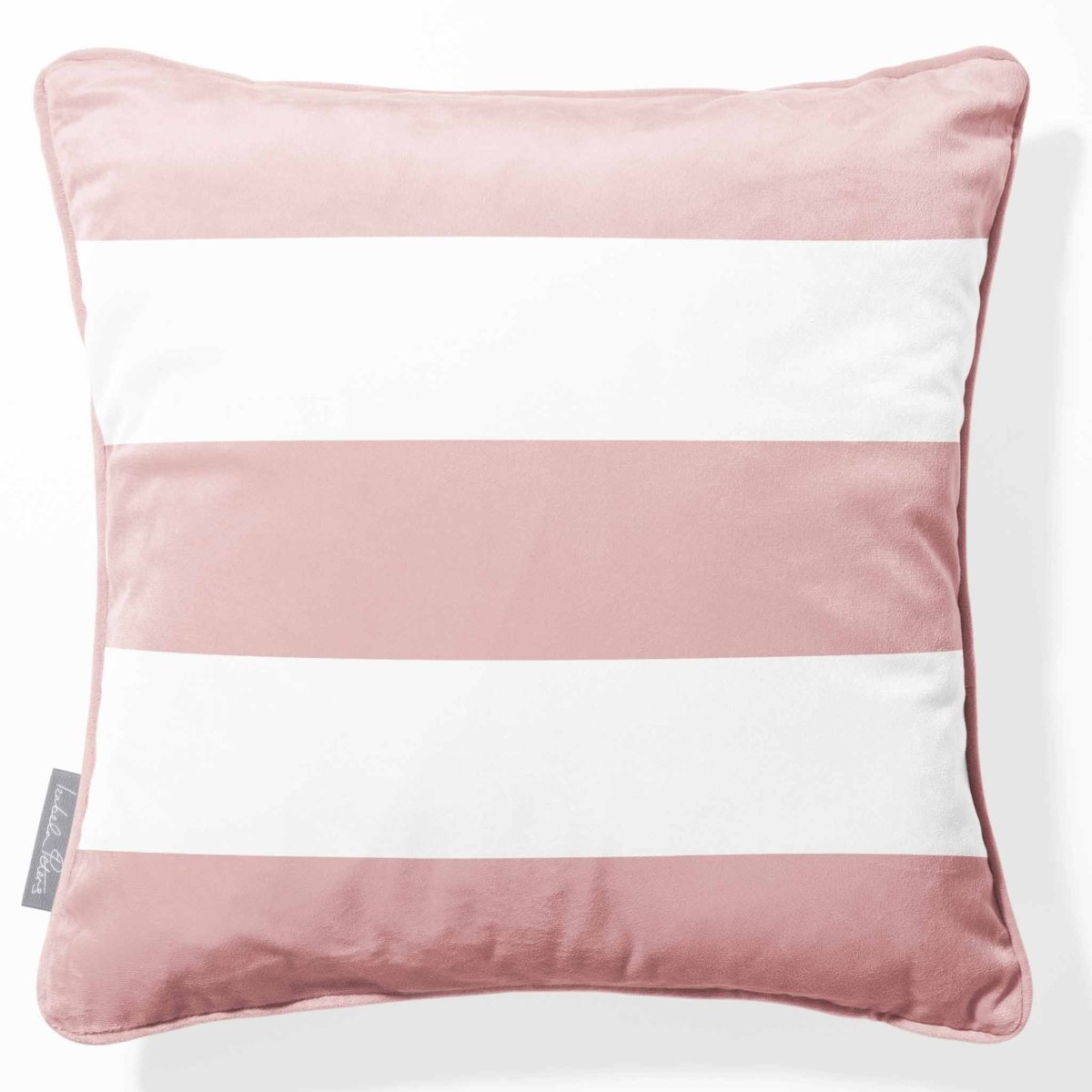 3 Stripes Horizontal | Sustainable Velvet Cushion with Piping - Rosewater 40 x 40 cm by Izabela Peters