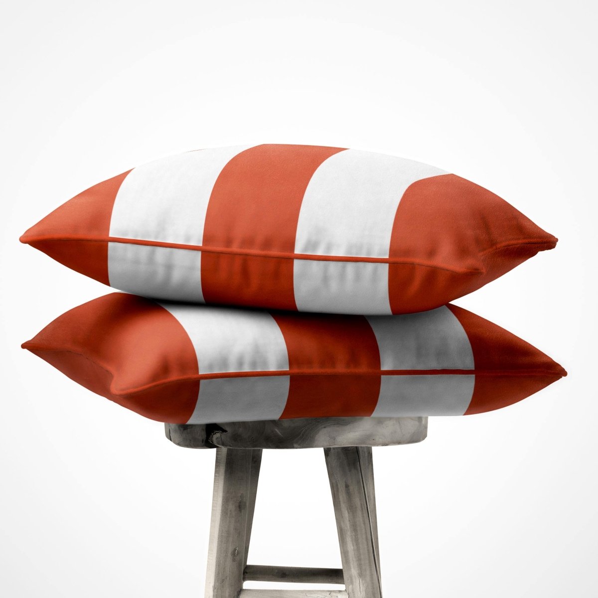 3 Stripes Horizontal | Sustainable Velvet Cushion with Piping - Burnt Ochre 40 x 40 cm by Izabela Peters