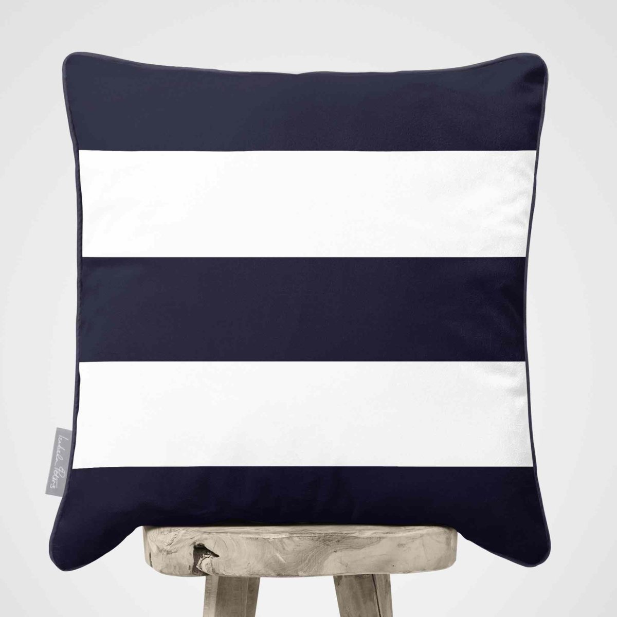 3 Stripes Horizontal | Sustainable Velvet Cushion with Piping - Graphite 40 x 40 cm by Izabela Peters