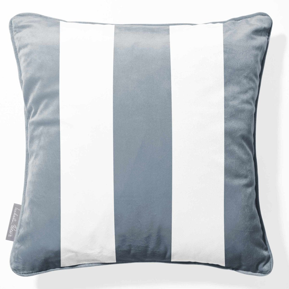 3 Stripes | Sustainable Velvet Cushion with Piping - French Grey 40 x 40 cm by Izabela Peters