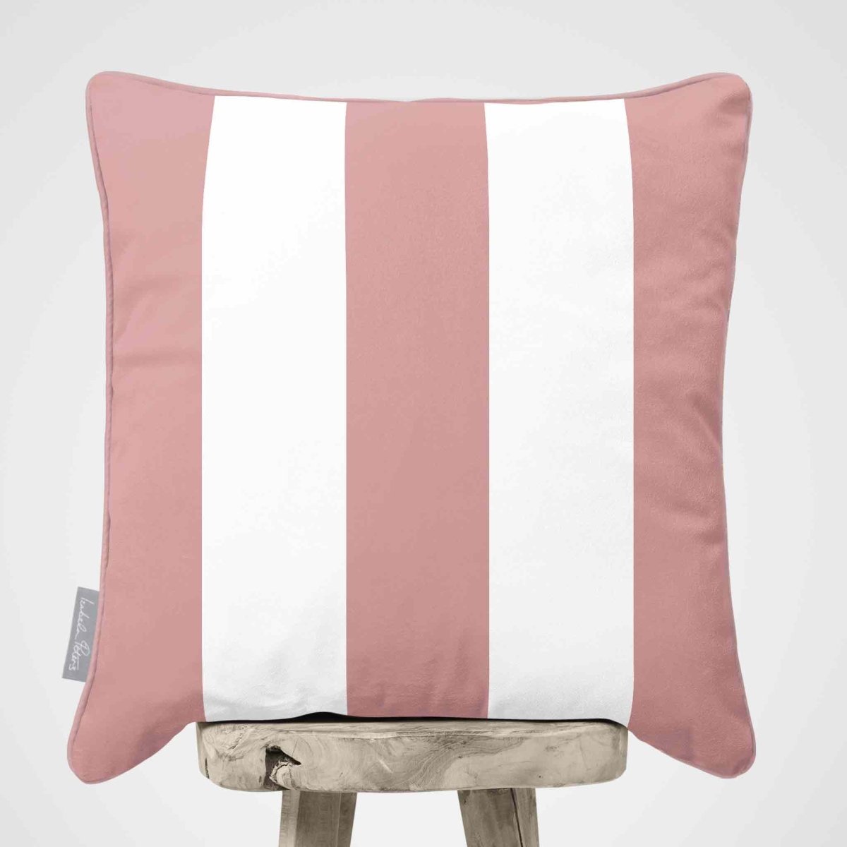 3 Stripes | Sustainable Velvet Cushion with Piping - Rosewater 40 x 40 cm by Izabela Peters