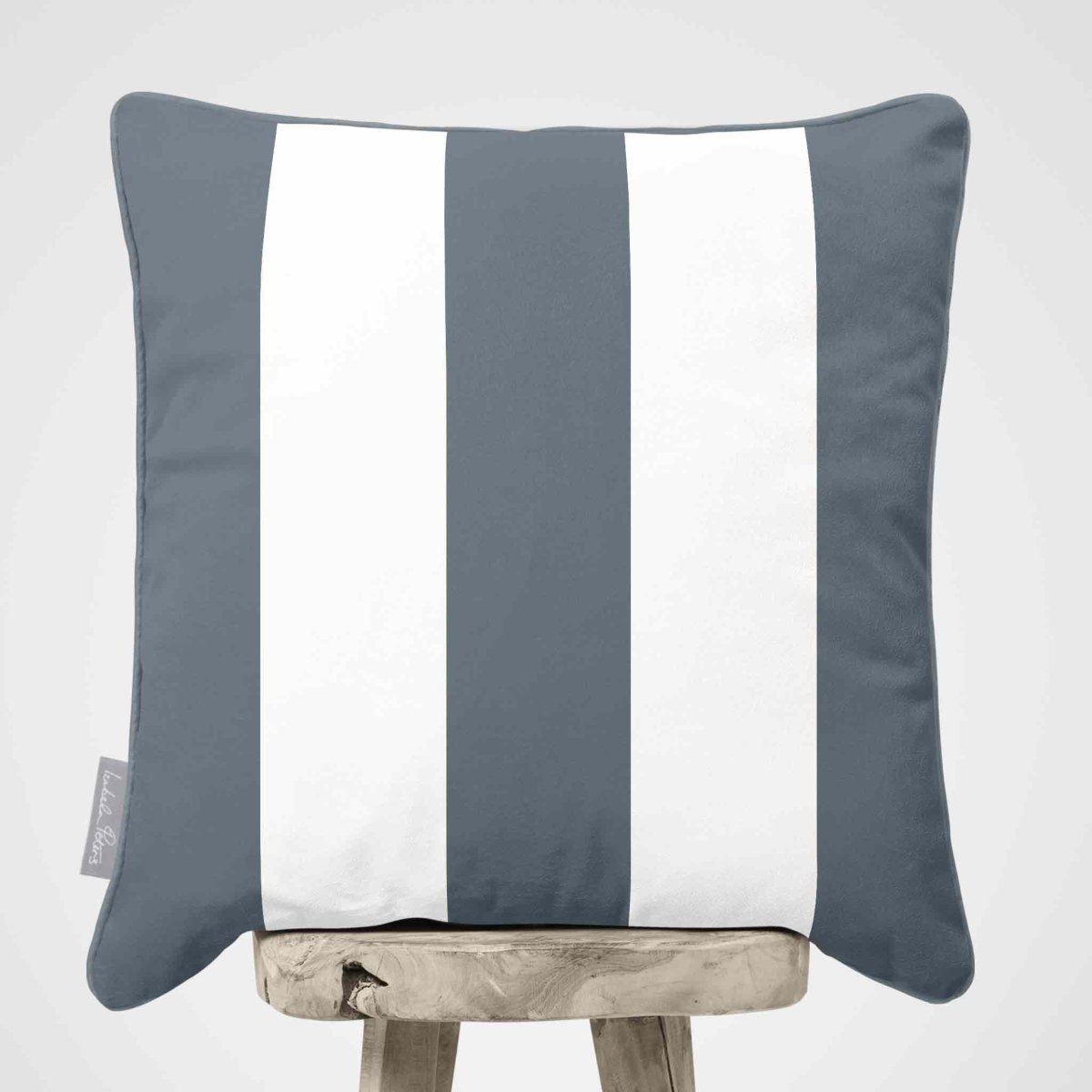 3 Stripes | Sustainable Velvet Cushion with Piping - French Grey 40 x 40 cm by Izabela Peters