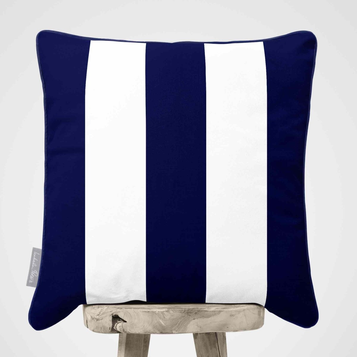 3 Stripes | Sustainable Velvet Cushion with Piping - Midnight 40 x 40 cm by Izabela Peters
