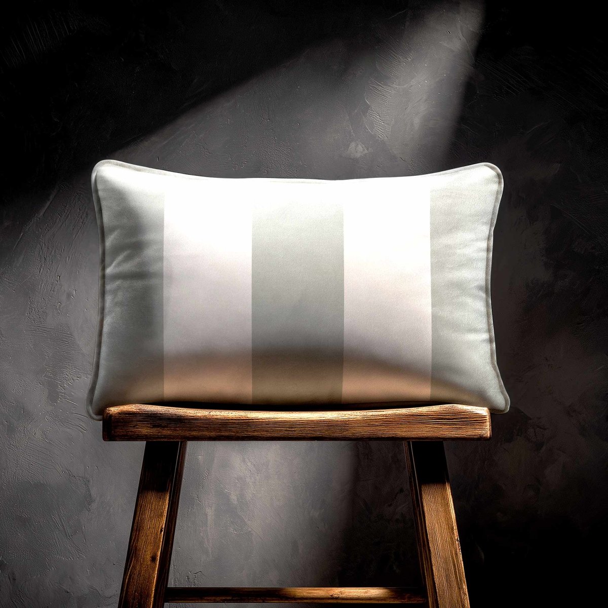 3 Stripes with Piping | Sustainable Velvet Rectangle Cushion - Storm Grey 50 x 30 cm by Izabela Peters