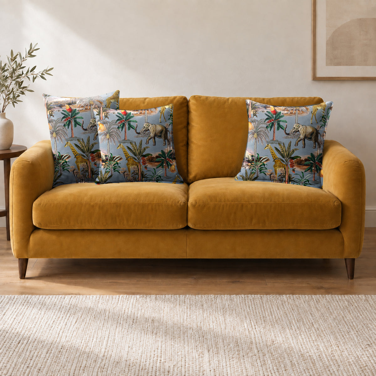 Safari Voyage cushion in French Grey on a sofa