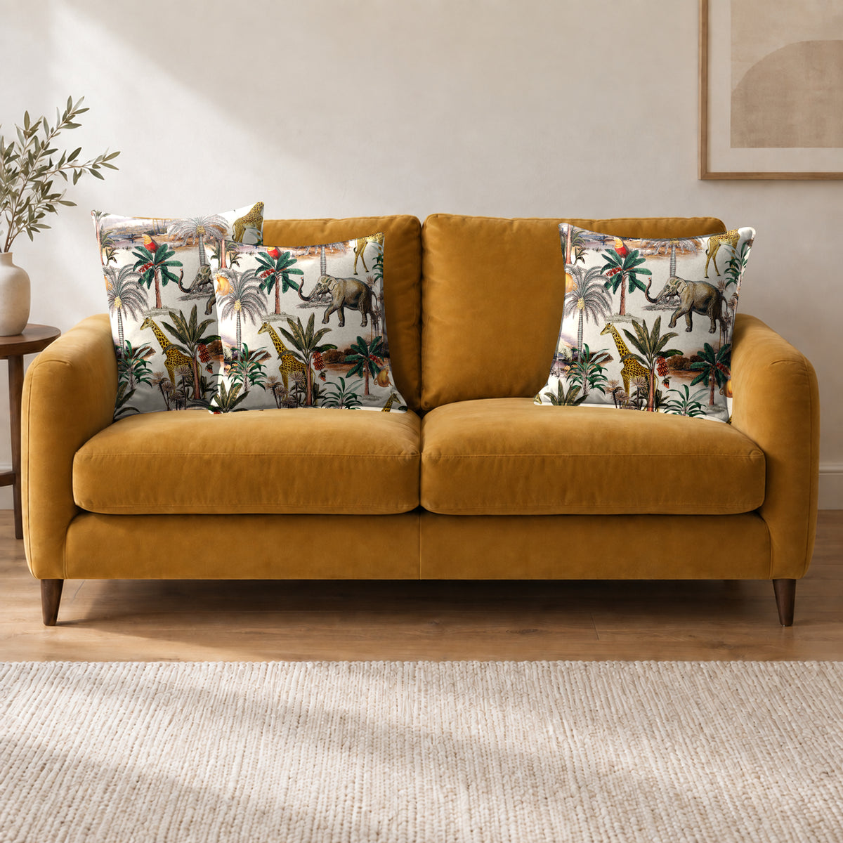 Safari Voyage cushion in Ivory Cream on a sofa