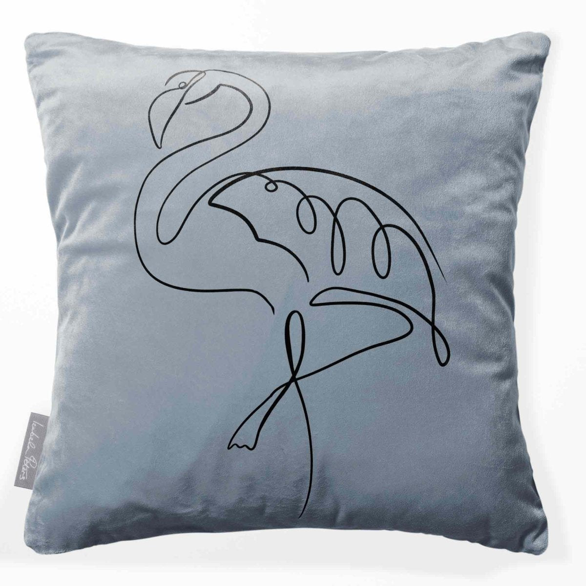 Abstract Flamingo | Sustainable Velvet Cushion - French Grey 40 x 40 cm Standard by Izabela Peters