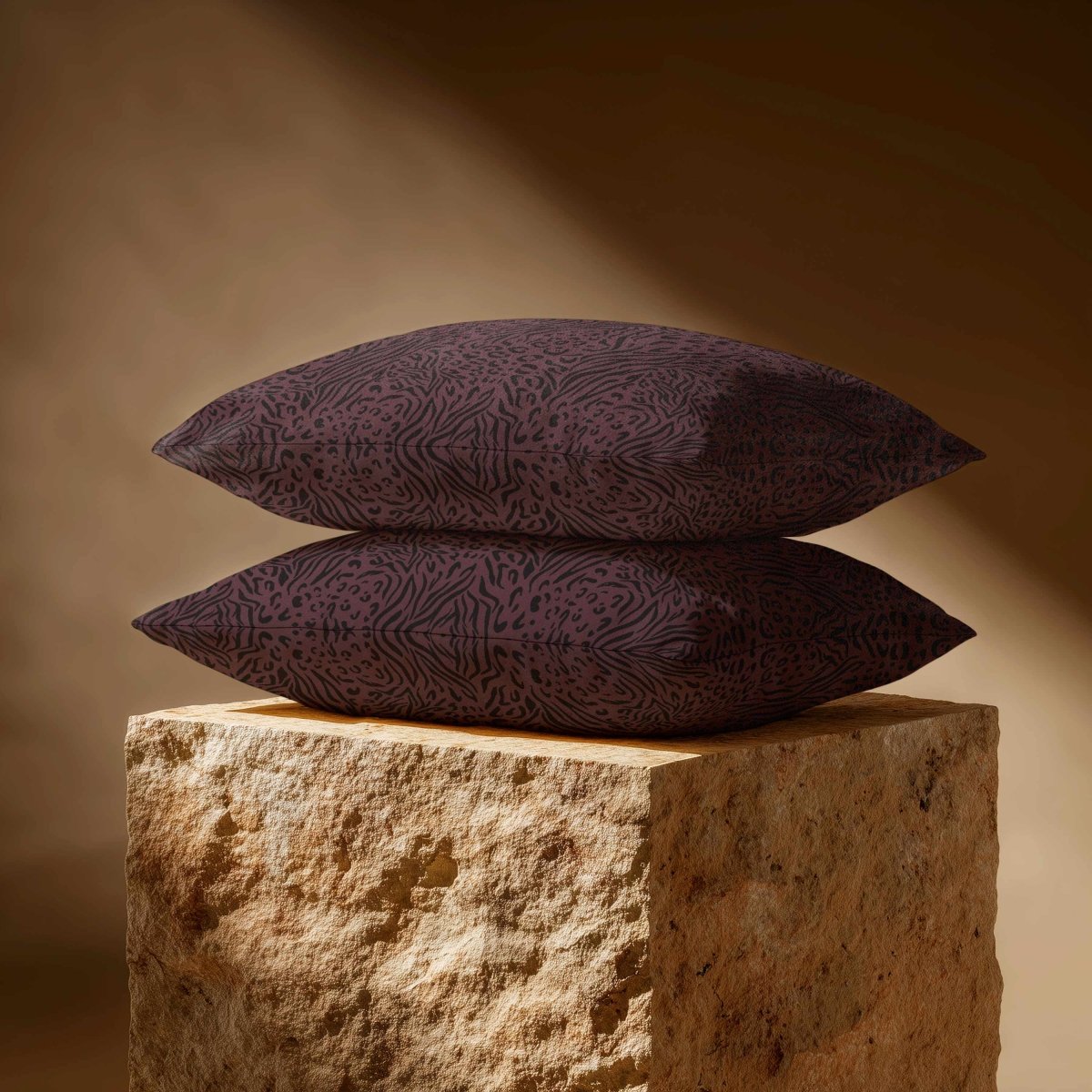 Animal Fusion Print | Sustainable Velvet Rectangle Cushion - Italian Grape 50 x 30 cm Standard by Izabela Peters