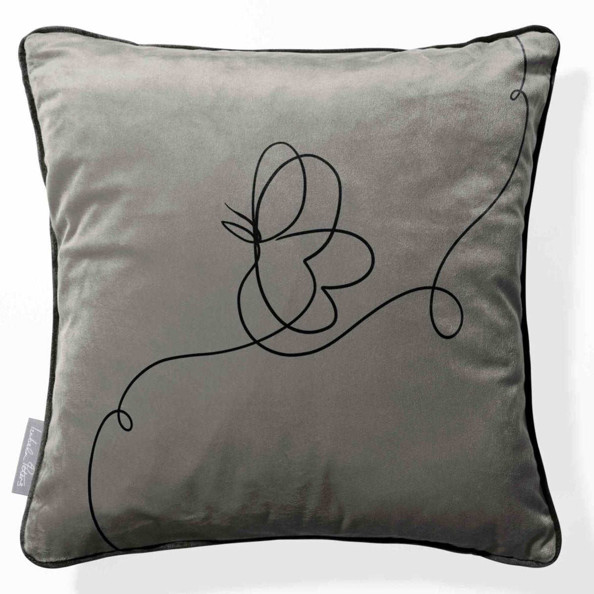 Butterfly | Sustainable Velvet Cushion - Beluga 40 x 40 cm Piped by Izabela Peters