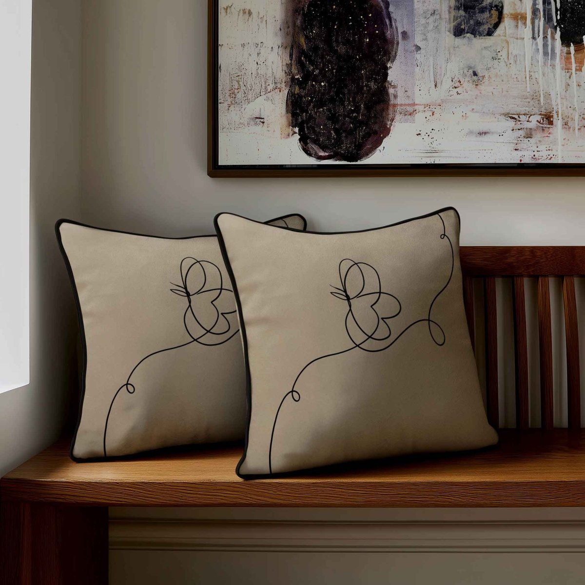 Butterfly | Sustainable Velvet Cushion - Taupe 40 x 40 cm Standard by Izabela Peters