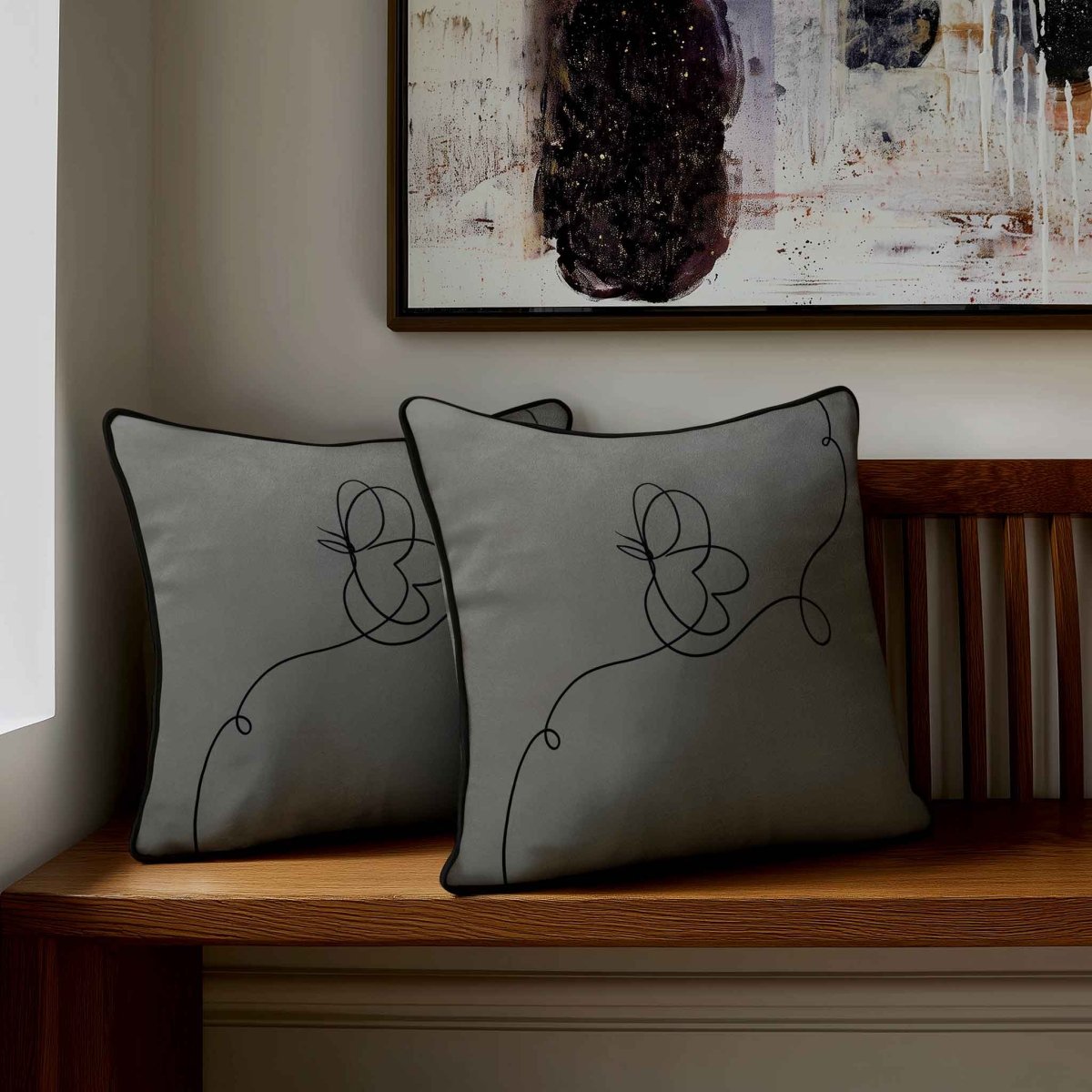 Butterfly | Sustainable Velvet Cushion - Beluga 40 x 40 cm Standard by Izabela Peters